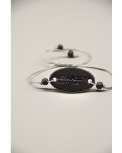 Pulsera polyester tag cuero cuentas UL EV1